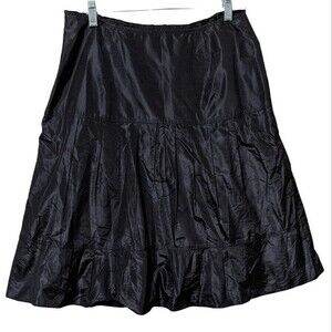Per Se black silk tiered ruffle peasant skirt witchy core, dark academia 12 US